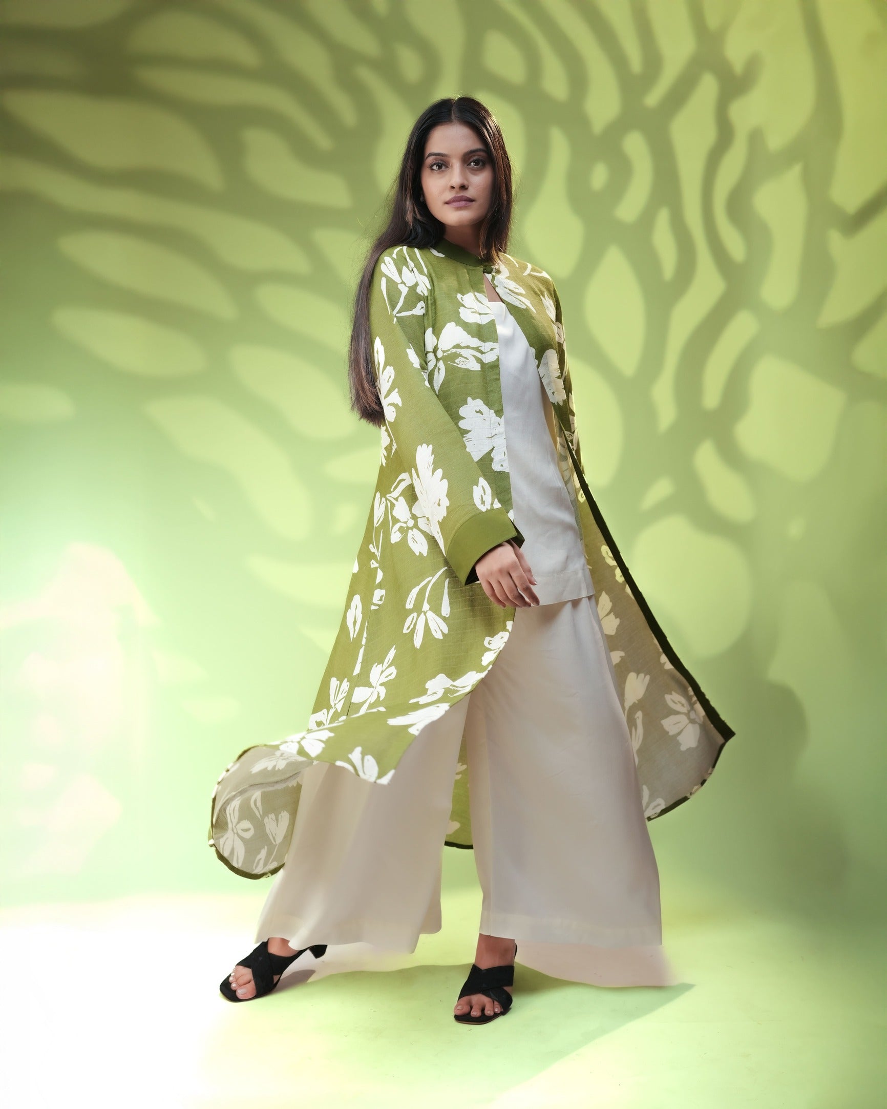 Olive Blossom Long Jacket set