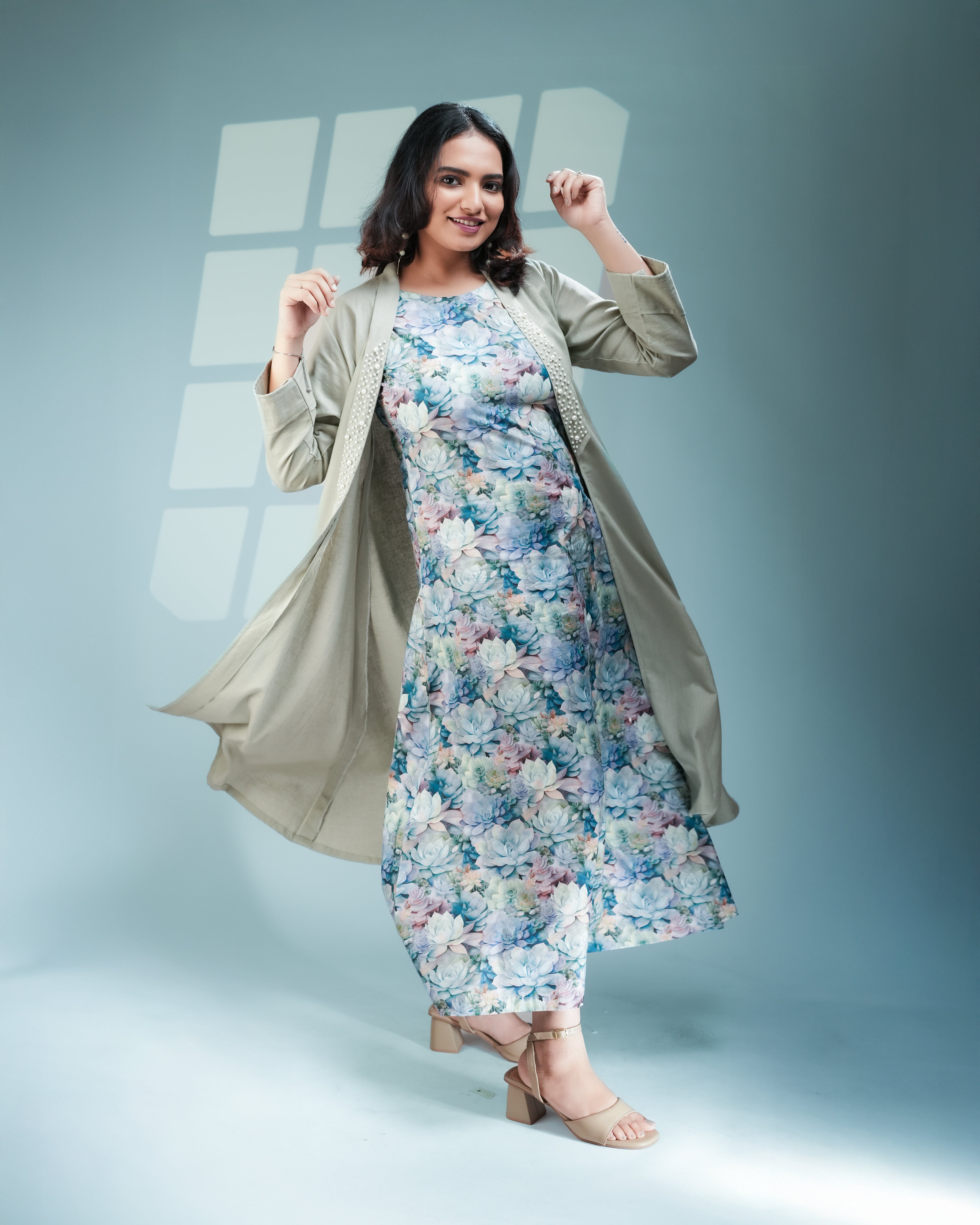 Mint Blossom Long Dress